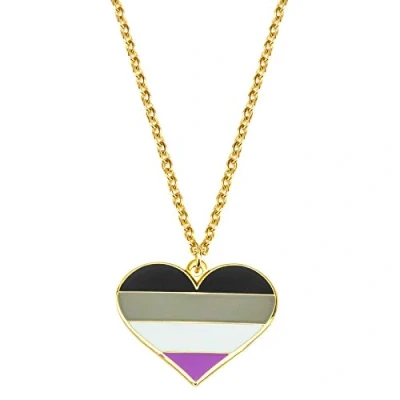 Image of Sinwinkori Asexual Heart Shape Necklace LGBT Gay Pride Gift Rainbow Jewelry
