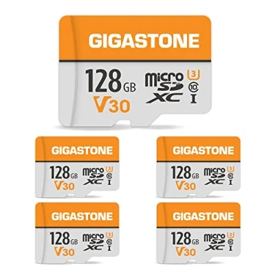 Image of Gigastone 128GB 5 Pack Micro SD Card, 4K UHD Video, Surveillance Security Cam Action Camera Drone Professional, 95MB/s SDXC UHS I A1 Class 10