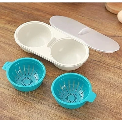 Image of Microwave Egg Poachers, Mold Eggs Poacher Cup,Draining Boiler,Eggs Cup, Lids Non Stick Coated Cooking Food Grade PP Double Cup Cooker Steamer Kitchen Gadget