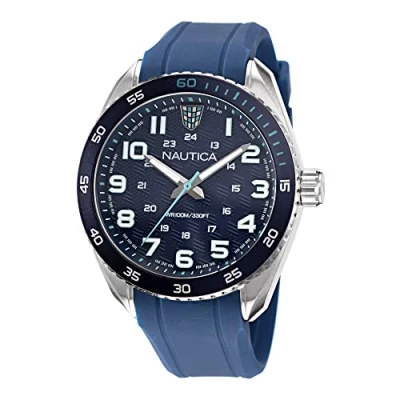 Image of Nautica Men&#039;s Stainless Steel Quartz Silicone Strap, Blue, 22 Casual Watch (Model: NAPKBS222)
