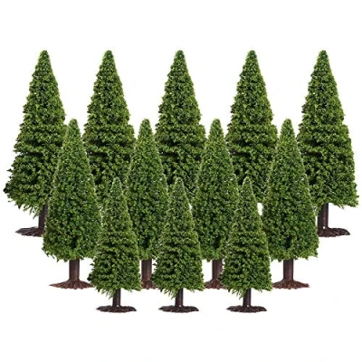 Image of ANCLLO 15pcs Model Trees Miniature Landscape Scenery Cedar for DIY Green