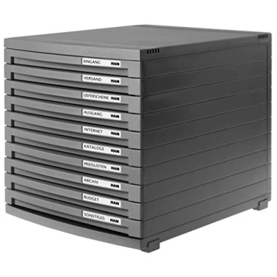 Image of HAN 1510 191 A4/B4/C4 Drawer Box with 10 Closed Dark Grey