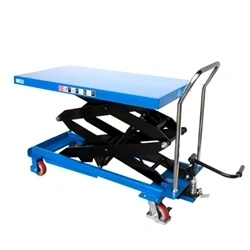 Image of Vulcan Double Scissor Lift Table; Platform WxD: 1200x610mm Steel; Blue