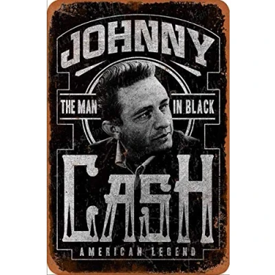 Image of Cimily Johnny Cash Vintage Tin Signs Poster Retro Metal Sign Plaque Art Wall Decor 8x12 Inch