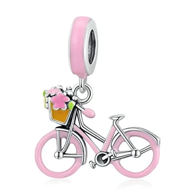 Image of YaShuo Jewellery I Love You Forever,Heart Key Charm fit Pandora Bracelet 925 Sterling Silver Safety Chain for (Flower Bicycle Pendant Charms) (C772)