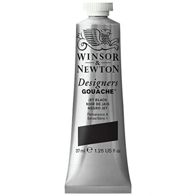 Image of Winsor &amp; Newton 614335 Series 1 37ml Tube Designers&#039; Gouache Jet Black
