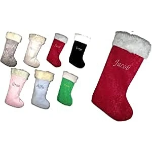 Image of RED VELVET Personalised Christmas stockings, 7 colours handmade Xmas stocking (Black)