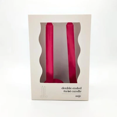 Image of Double Ended Twist Design Table Candle in Gift Box