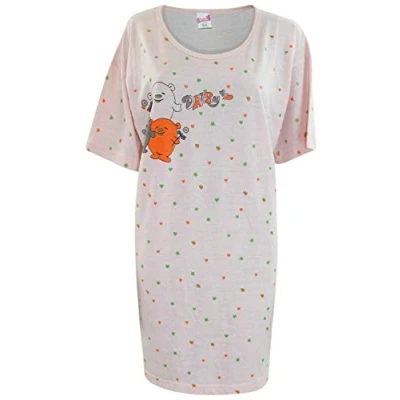 Image of True Face Ladies Nightdress Night Shirt Dress Womens Nighties Nightshirt Pyjamas Cotton Daisy (Light Pink, One Size)