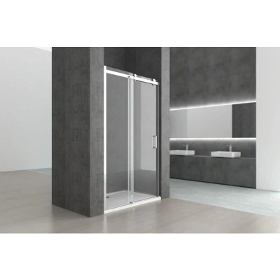 Image of Durovin Bathrooms Frameless 1300 Shower Door for Sliding Enclosure 8mm Thick Transparent Safety Glass Side Aluminium Strip Mount