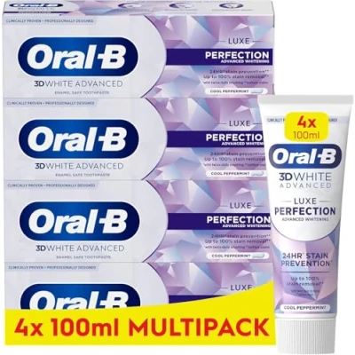 Image of Oral B 3D White Advanced Luxe Perfection Toothpaste 4 x 100ml Multipack