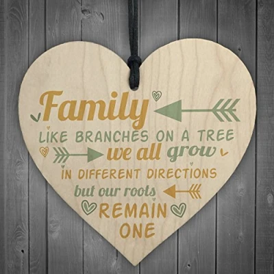 Image of RED OCEAN Family Remain One House Warming Wooden Hanging Heart Sign Friendship Neighbour Gift