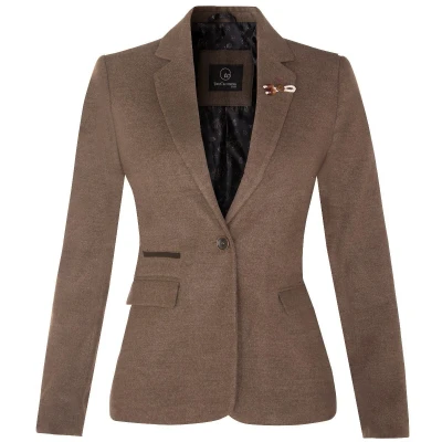 Image of TruClothing Womens Tweed 1920s Herringbone Light Brown Blazer Tan Canvas Size 16 UK