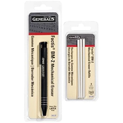 Image of General Pencil Eraser + Refills Bundle GPBM2 BP Factis Pen Style Plus 3RBP