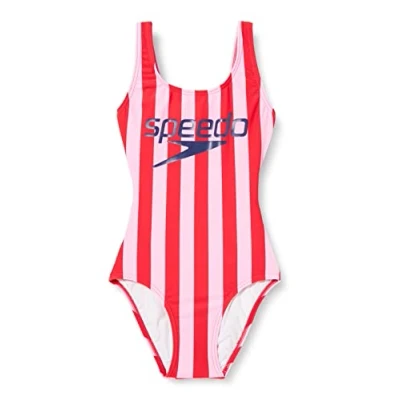 Image of Speedo Women&#039;s Ice Cream U Back Swimsuit, Pink/Red, 30 (8 UK)