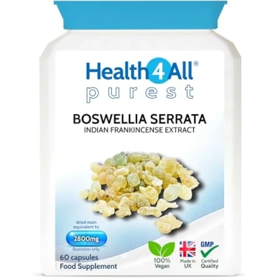Image of Health4All Boswellia Serrata 2800mg per Capsule, 60 Capsules (V) Strong Anti Inflammatory OA &amp; Joint Support. Vegan Indian Frankincense (not Tablets)