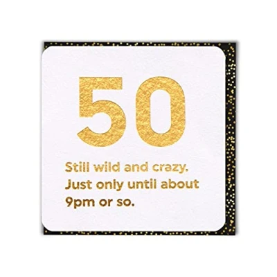 Image of Brainbox Candy Funny Silly Cheeky Happy Age 50th Birthday Card &#039;50 Wild and Crazy&#039; Fiftieth For Him Her Friend Mum Dad Uncle Aunt Brother Sister Grandparent