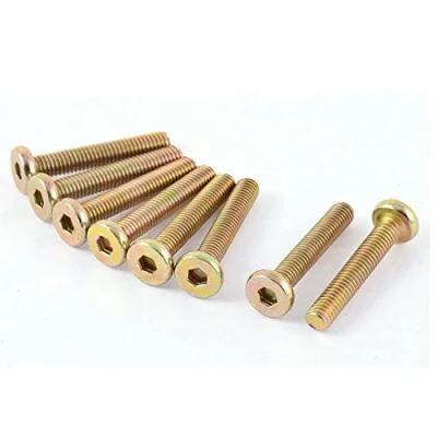 Image of uxcell a16022300ux0880 M6 x 35mm Threaded Hex Socket Head Cap Screw Bolt Bronze Tone 8 Pcs