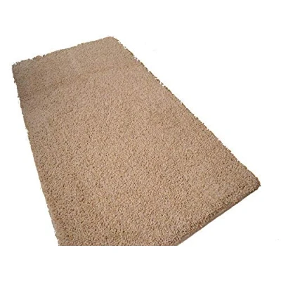Image of **10 colors &amp; 4 sizes** WASHABLE, NON SLIP, SHED, THICK SOFT SHAGGY PILE BEDROOM LIVING ROOM BATHROOM MAT RUG CARPET (Biscuit, 100 x 160 cms)