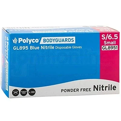 Image of Polyco GL8951 Bodyguards 4 Nitrile Powder Free Disposable Glove, Blue, 2 Count (Pack of 1)