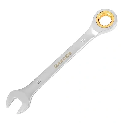 Image of DAKCOS Fixed Head Ratchet Spanner 18mm Ratcheting Combination Wrench Chrome Vanadium Steel