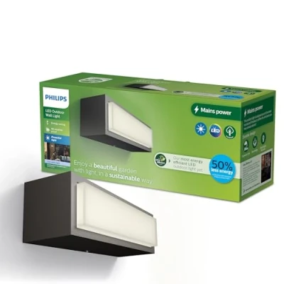 Image of PHILIPS Lighting Stratosphere UltraEfficient Outdoor Wall Light, 3.8W 4000K Cool White Antracite, IP44 Weatherproof