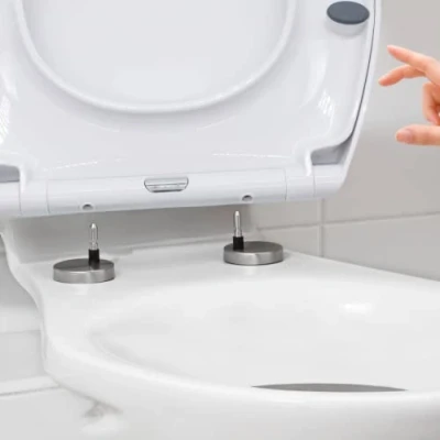Image of Marco Paul 18&quot; Standard Traditional White Quick Relase Toilet seat Universal Adjustable to Fit Most Toilets Oval with Hinges &amp; Parts Bathroom En Suite Indoor Soft Close