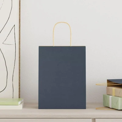 Image of vidaXL Paper Bags 250 pcs with Handles Blue 21x11x28 cm