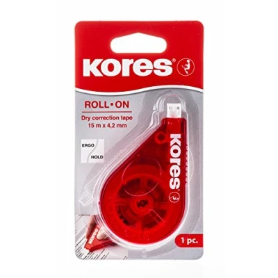 Image of Kores Mouse Correction Tape Roll On Correction, Extra Long Roller, Instant 15m x 4,2mm Back to School Supplies, Strong Pack of 1