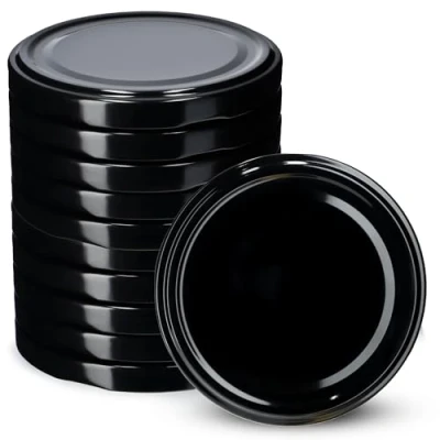 Image of KADAX Jar Lids Ø 82 mm, Secure Metal with Six Threads, Seals Replacement, Twist Off Closure for Pickling and Preserving (Black, Set of 10)
