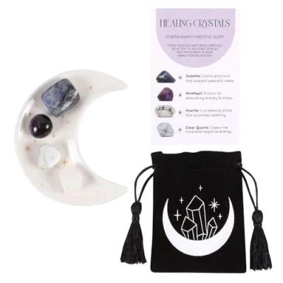 Image of Stress Healing Crystal Set with Moon Trinket Dish