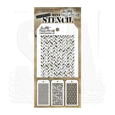 Image of Stampers Anonymous Tim Holtz Mini Layered Stencil Set #13