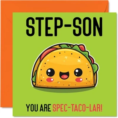 Image of Birthday Cards for Step Son Spec Taco lar Funny Happy Card from Mum Dad, Gifts, 145mm x Joke Greeting Men Him