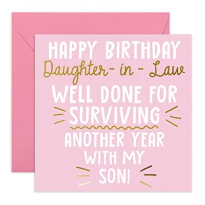 Image of Central 23 Funny Birthday Card for Her &#039;Happy Daughter in Law&#039; Happy law Cheeky Greeting Comes with Fun Stickers