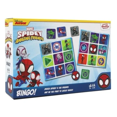 Image of SHUFFLE Spidey and his Amazing Friends Bingo, Match Spidey, Villains in this Fun Game for Marvel Fans, Great Gift, 2 4 Players, Ages 3+ Years