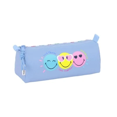 Image of SMILEY WORLD JOYFUL Pencil Case, Recyclable Fabric, Children&#039;s Ideal for School Age Children, Comfortable and Versatile, Quality Resistance, 21 x 7 8 cm, Light Blue/Multicolor, M,
