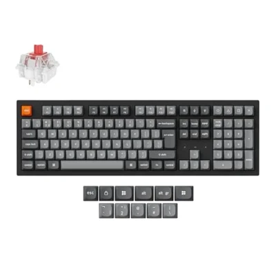 Image of Keychron K10 Max Mechanical Gaming Keyboard, Full Size, Programmable Macros, Bluetooth 5.1/2.4GHz/Wired, White Backlight, Super Red Switch, PTB Keycaps, UK Layout for Windows/Mac/Linux