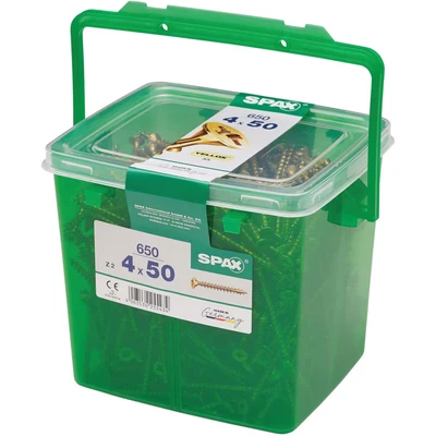 Image of SPAX Pozi Screws YELLOX Csk Full Thread 4.0 x 50mm Tub 650