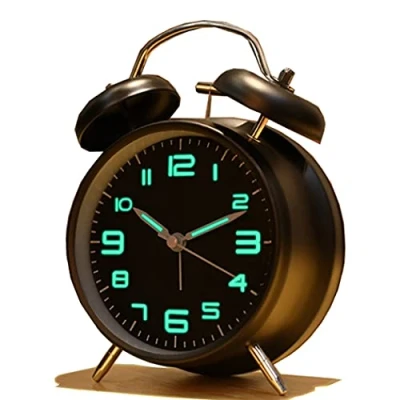 Image of SWHONG Metal Mantle Clock Silent Quartz European Style Table Bedside Desktop Living Room Bedroom Office Home Decor Black