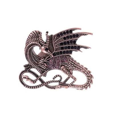 Image of Brooch Pins for Women, Enamel Crystal Animal Insect Pin Lapel Large Safety (Purple Dragon)