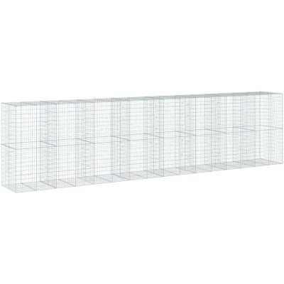 Image of vidaXL Gabion Basket with Cover 800x100x200 cm Galvanised Iron