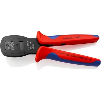 Image of Knipex crimping Pliers for micro plugs parallel burnished, with multi component grips 190 mm 97 54 24