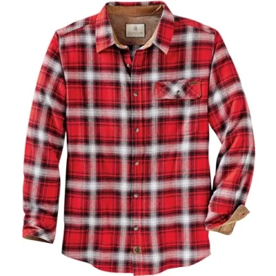 Image of Legendary Whitetails Men&#039;s Buck Camp Flannel Shirt, Long Sleeve Plaid Button Down Casual Shirt for Men, with Corduroy Cuffs, Fall &amp; Winter Clothing, Racing Red Plaid, Large Tall