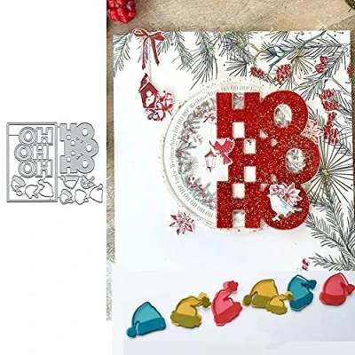 Image of Letter Christmas Hat Frame Metal Die Cuts,Merry Tree Word Card Cutting Dies Cut Stencils DIY Scrapbooking Album Decorative Embossing Paper Festival Making