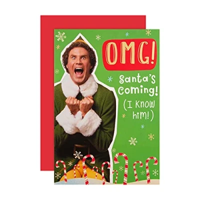 Image of Hallmark Christmas Card Funny Warner Bros, &#039;OMG!&#039; Elf Design