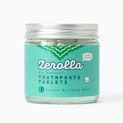 Image of Zerolla Eco Natural Whitening Toothpaste 100 Tablets Double Barreled Mint with Calcium Fluoride &amp; SLS Free Fresh Breath Fight Cavities