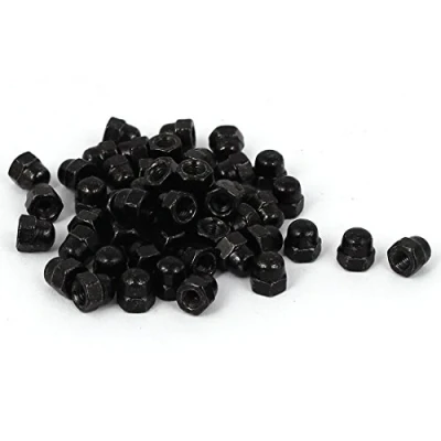 Image of uxcell Hex Cap Nuts 50Pcs M3 Dome Carbide Steel Hexagon Decorative Nut for Screws Bolts Black