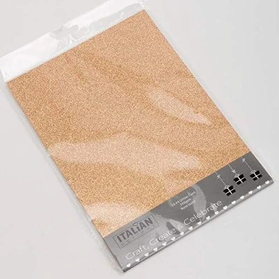 Image of Italian Options 250GSM Non Shed Glitter Card Craft Paper 10 Sheets, A4 Size, Rose Gold
