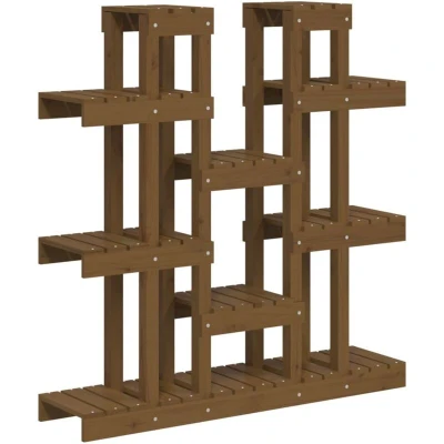 Image of vidaXL Plant Stand Honey Brown 104.5x25x109.5 cm Solid Wood Pine