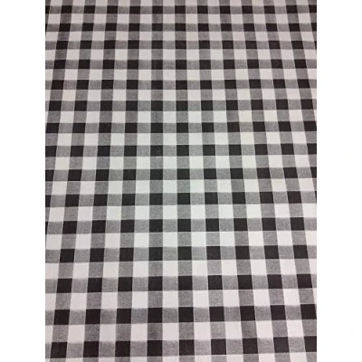 Image of linen702 Vinyl Pvc Tablecloth Charcoal Grey and White Gingham Check, 54 inch Round (137cm) Wide 4 Seater Size Table, Wipe Clean, Textile Backed Plastic Circular Table Cloth (24)
